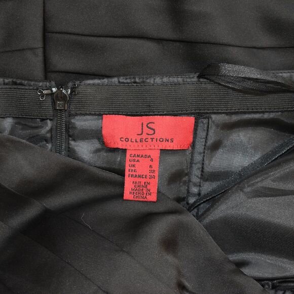 JS Collection Black Strapless Ruched Gown with Feathers & Beaded Fringe Size 4 - Picture 5 of 10